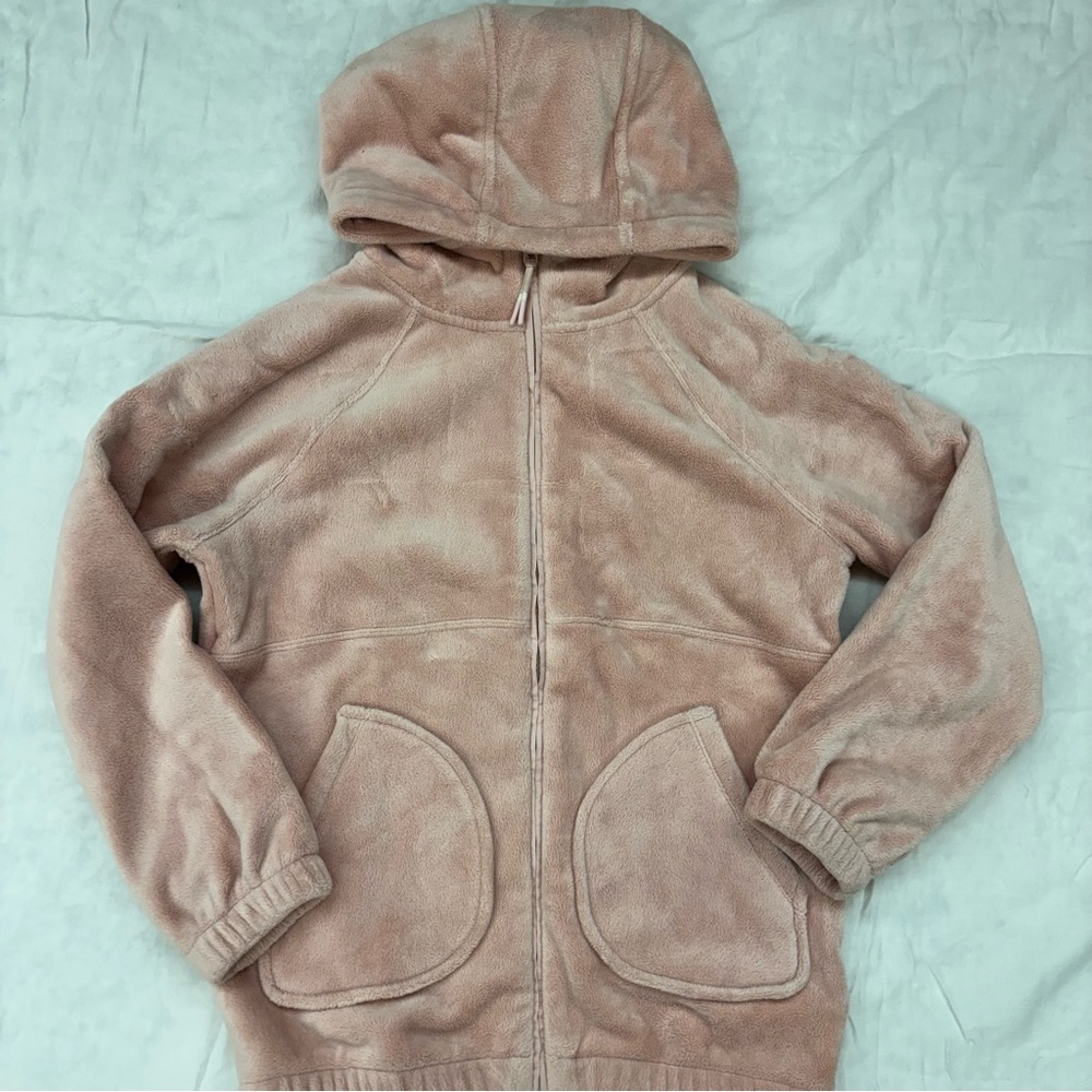 Athleta Girl Feelin' Great Oversized Jacket  Pink Pockets Plush Small Sz‎ 7 VGUC